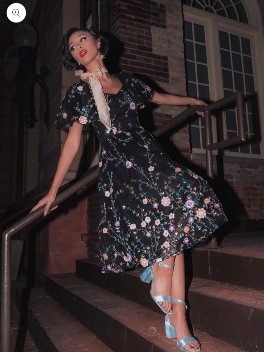 JessaKae Black Floral Embroidered Midi Dress
